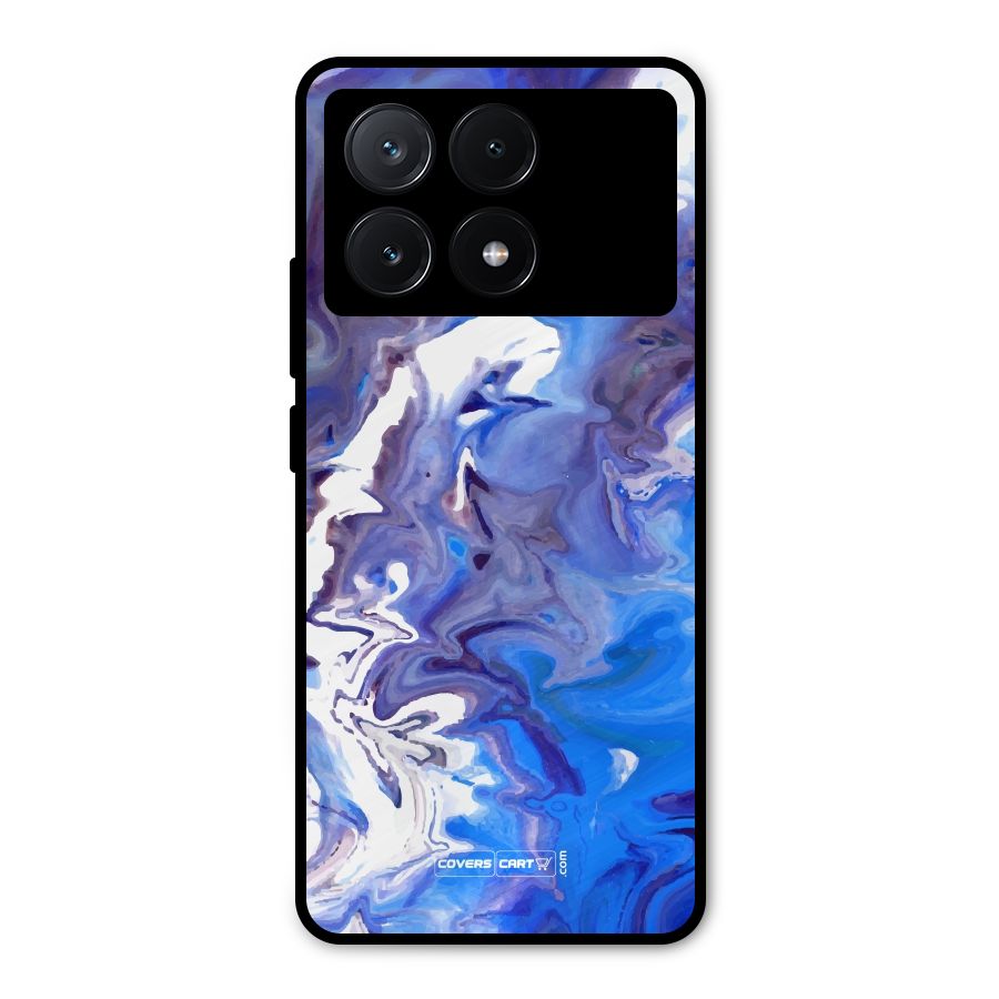 Cool Blue Marble Texture Metal Back Case for Poco X6 Pro