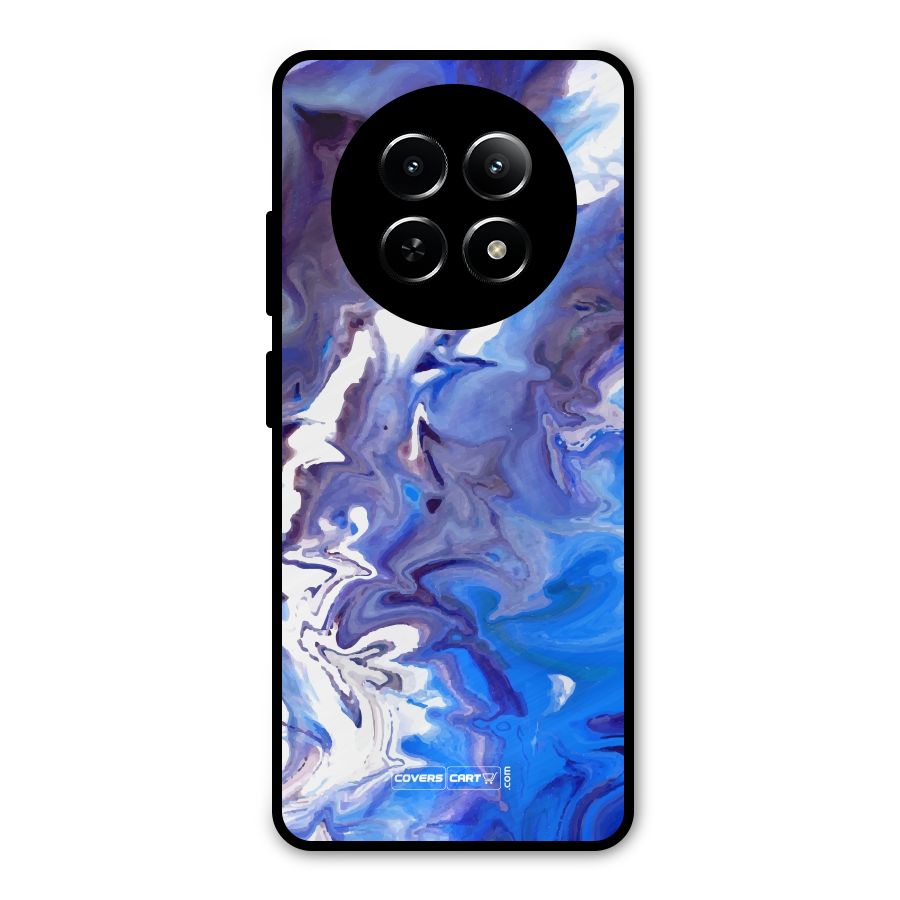 Cool Blue Marble Texture Metal Back Case for Realme 12 5G