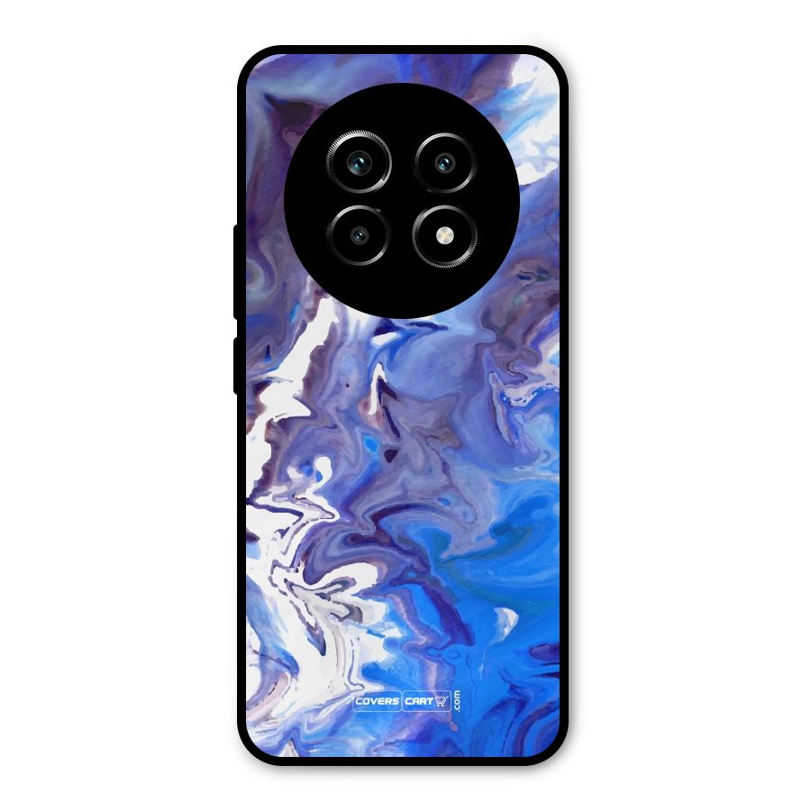Cool Blue Marble Texture Metal Back Case for Realme 14 Pro Lite