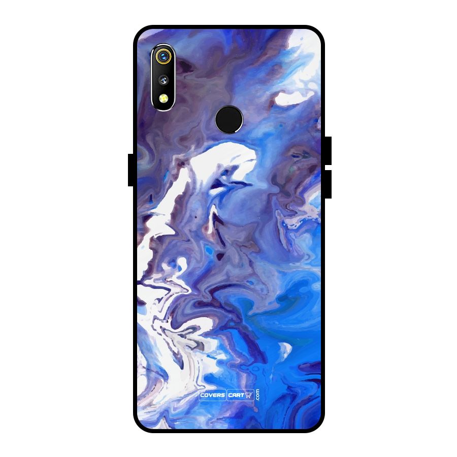 Cool Blue Marble Texture Metal Back Case for Realme 3i