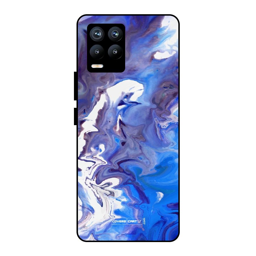 Cool Blue Marble Texture Metal Back Case for Realme 8 Pro