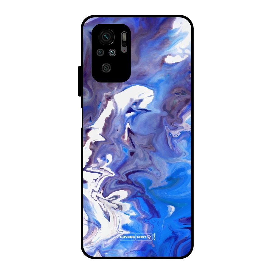 Cool Blue Marble Texture Metal Back Case for Redmi Note 10S