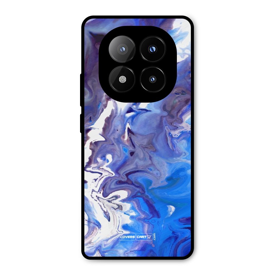 Cool Blue Marble Texture Metal Back Case for Redmi Note 14 Pro Plus 5G