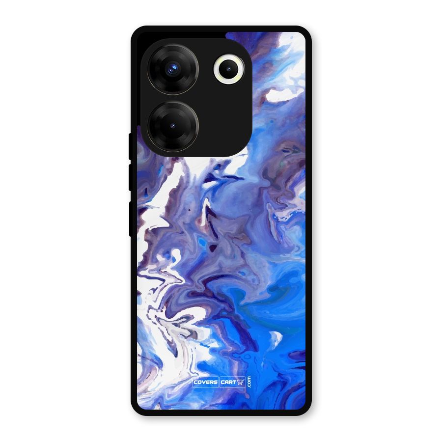 Cool Blue Marble Texture Metal Back Case for Tecno Camon 20