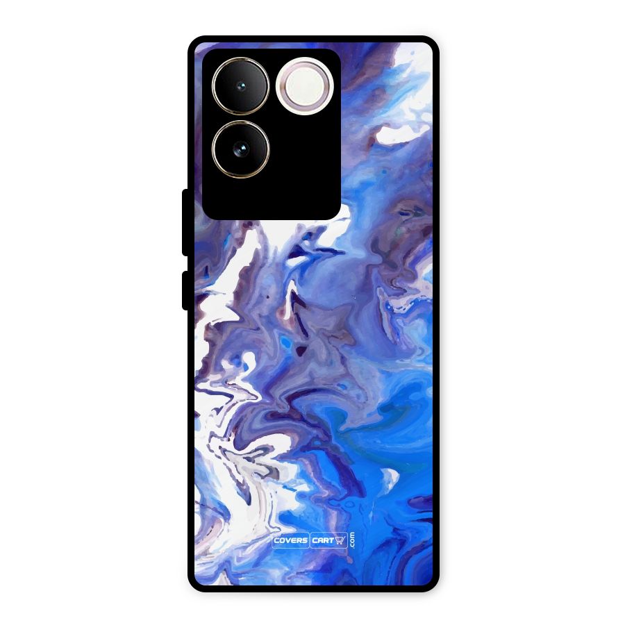 Cool Blue Marble Texture Metal Back Case for Vivo T2 Pro