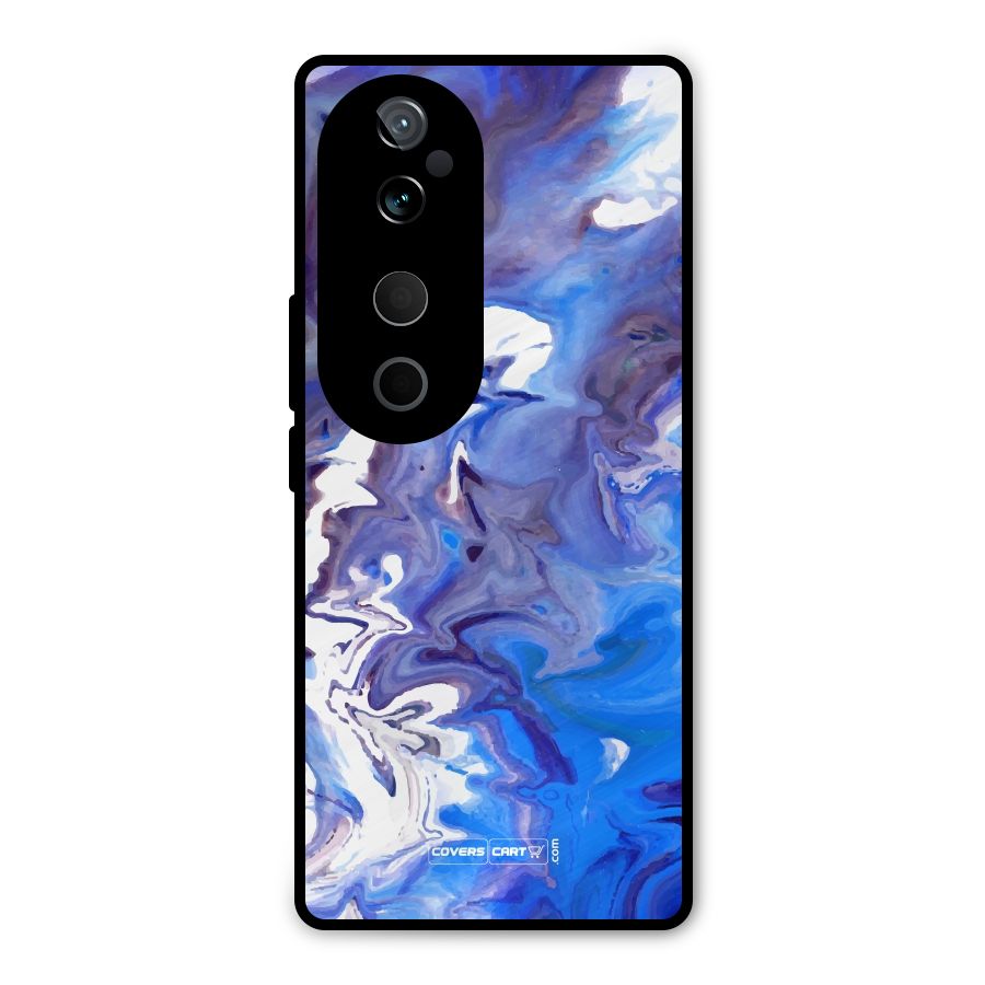 Cool Blue Marble Texture Metal Back Case for Vivo T3 Ultra