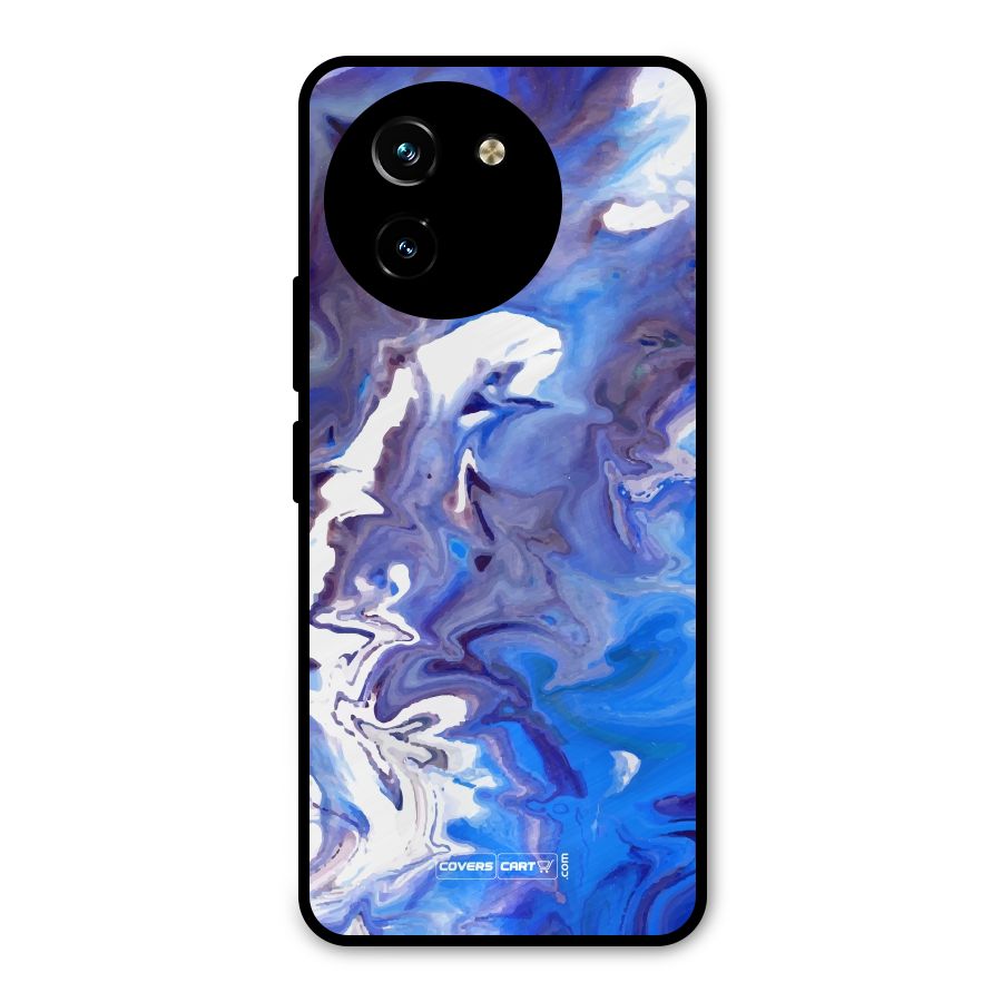 Cool Blue Marble Texture Metal Back Case for Vivo T3x
