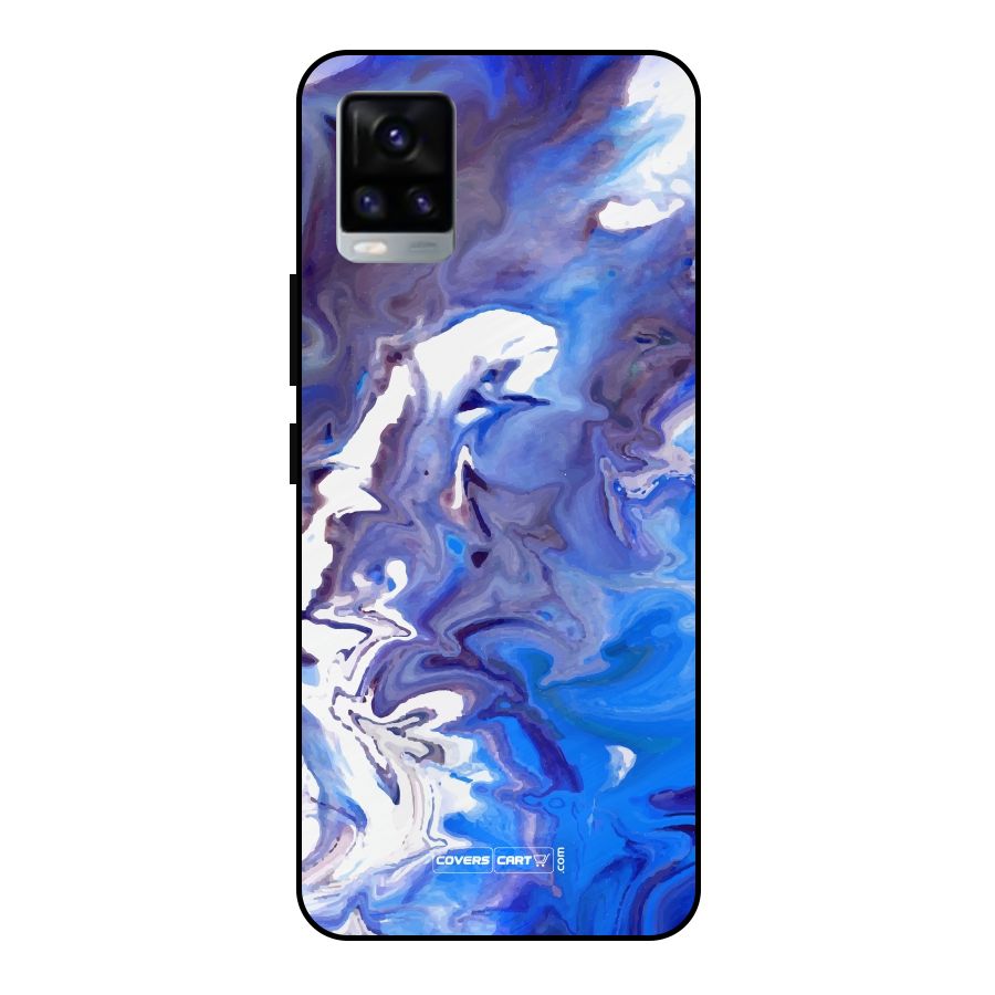 Cool Blue Marble Texture Metal Back Case for Vivo V20 2021