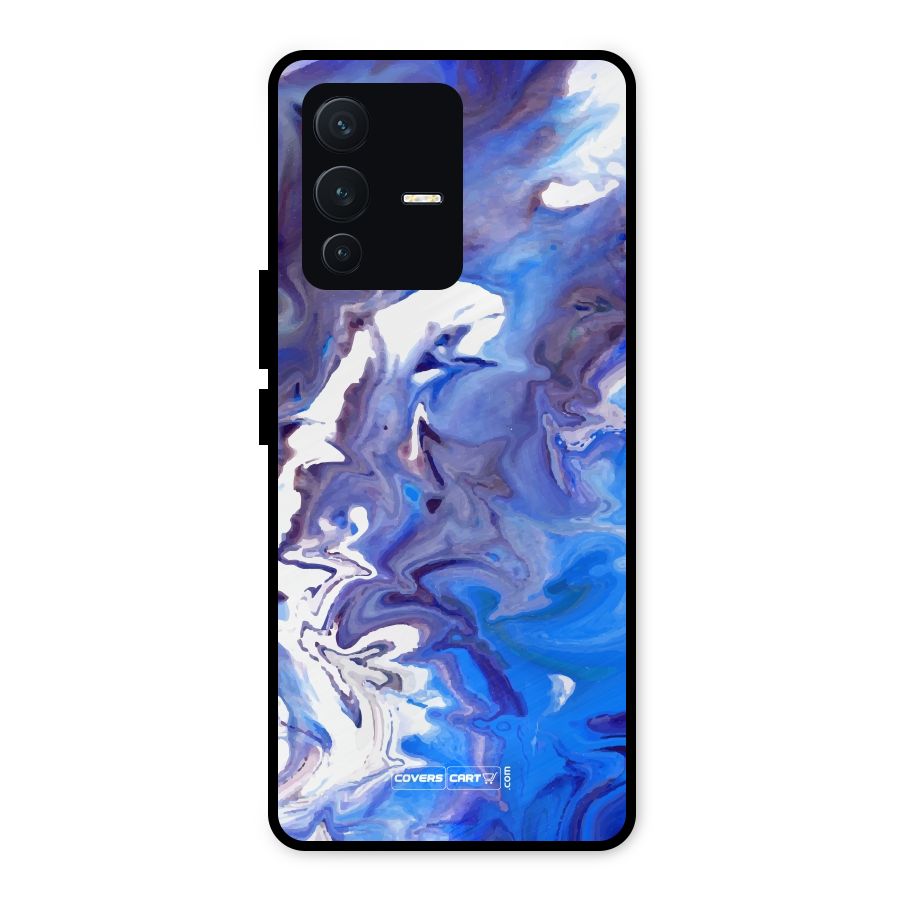 Cool Blue Marble Texture Metal Back Case for Vivo V23 5G