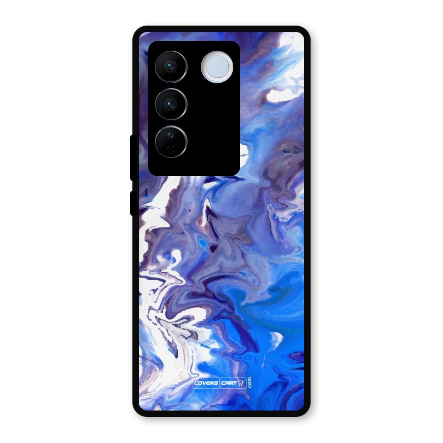 Cool Blue Marble Texture Metal Back Case for Vivo V27