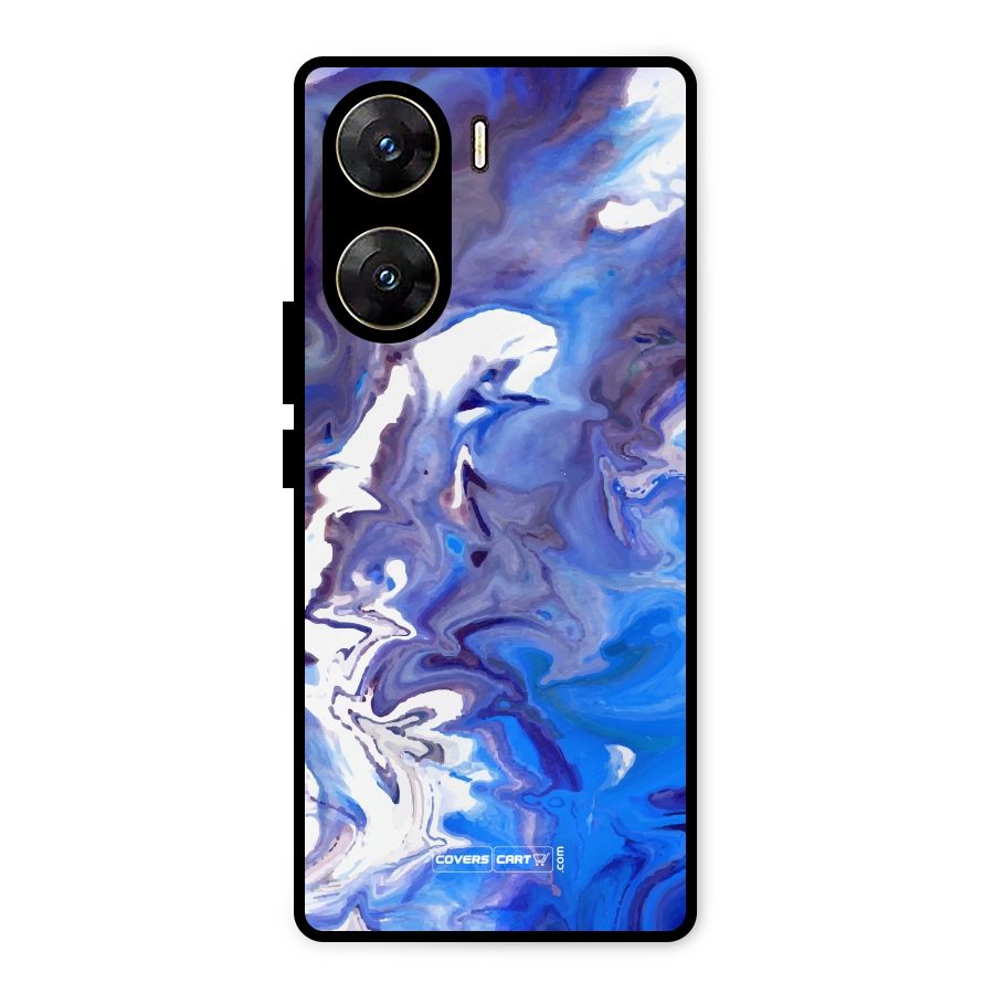 Cool Blue Marble Texture Metal Back Case for Vivo V29e
