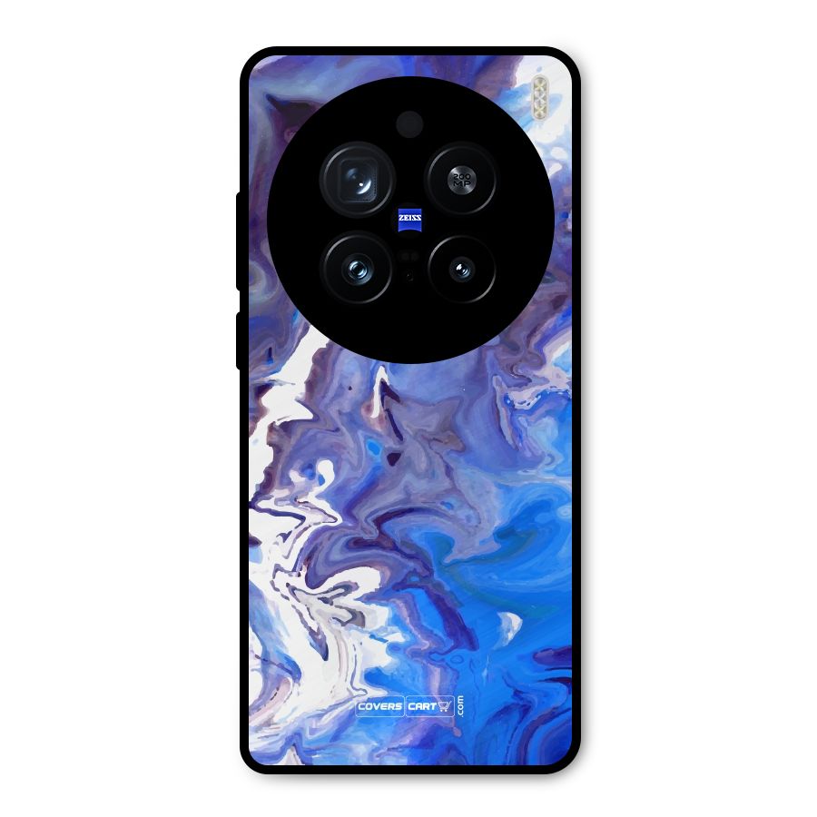 Cool Blue Marble Texture Metal Back Case for Vivo X200 Pro