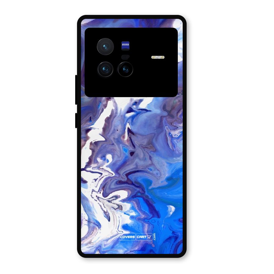 Cool Blue Marble Texture Metal Back Case for Vivo X80