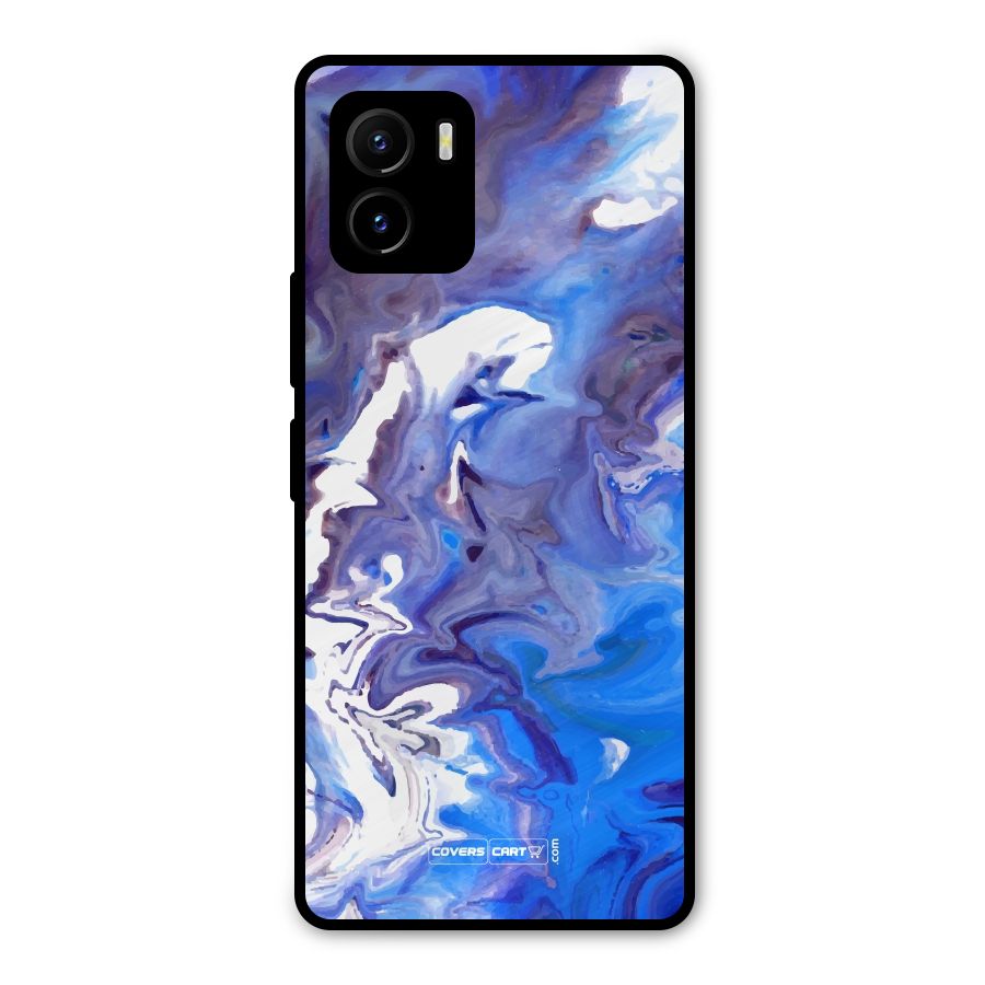 Cool Blue Marble Texture Metal Back Case for Vivo Y15s