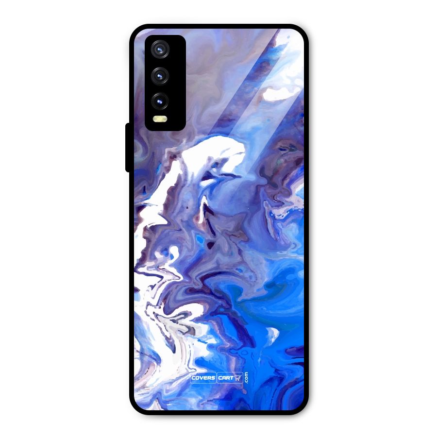 Cool Blue Marble Texture Metal Back Case for Vivo Y20g