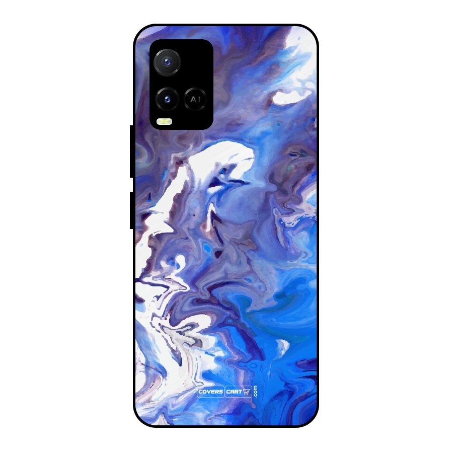 Cool Blue Marble Texture Metal Back Case for Vivo Y21