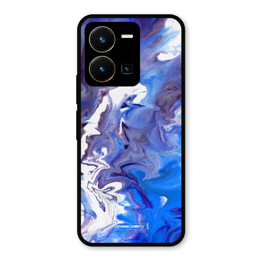 Cool Blue Marble Texture Metal Back Case for Vivo Y35