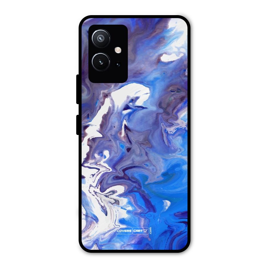 Cool Blue Marble Texture Metal Back Case for Vivo Y75 5G