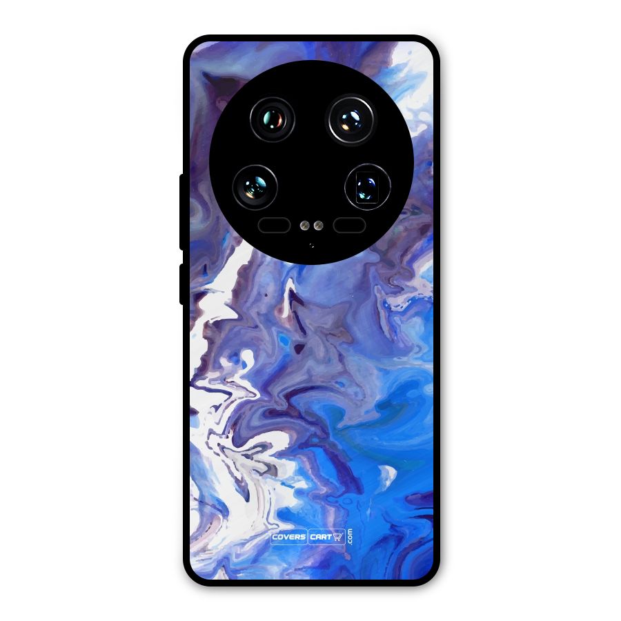Cool Blue Marble Texture Metal Back Case for Xiaomi 14 Ultra