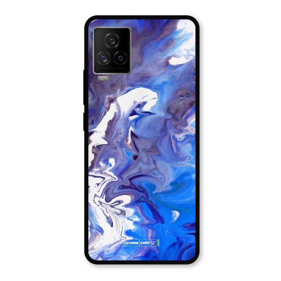 Cool Blue Marble Texture Metal Back Case for iQOO 7 Legend 5G