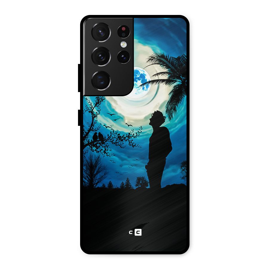 Cool Boy Under Sky Metal Back Case for Galaxy S21 Ultra 5G
