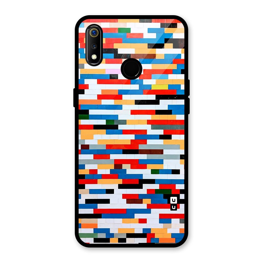 Cool Colors Collage Pattern Art Glass Back Case for Realme 3
