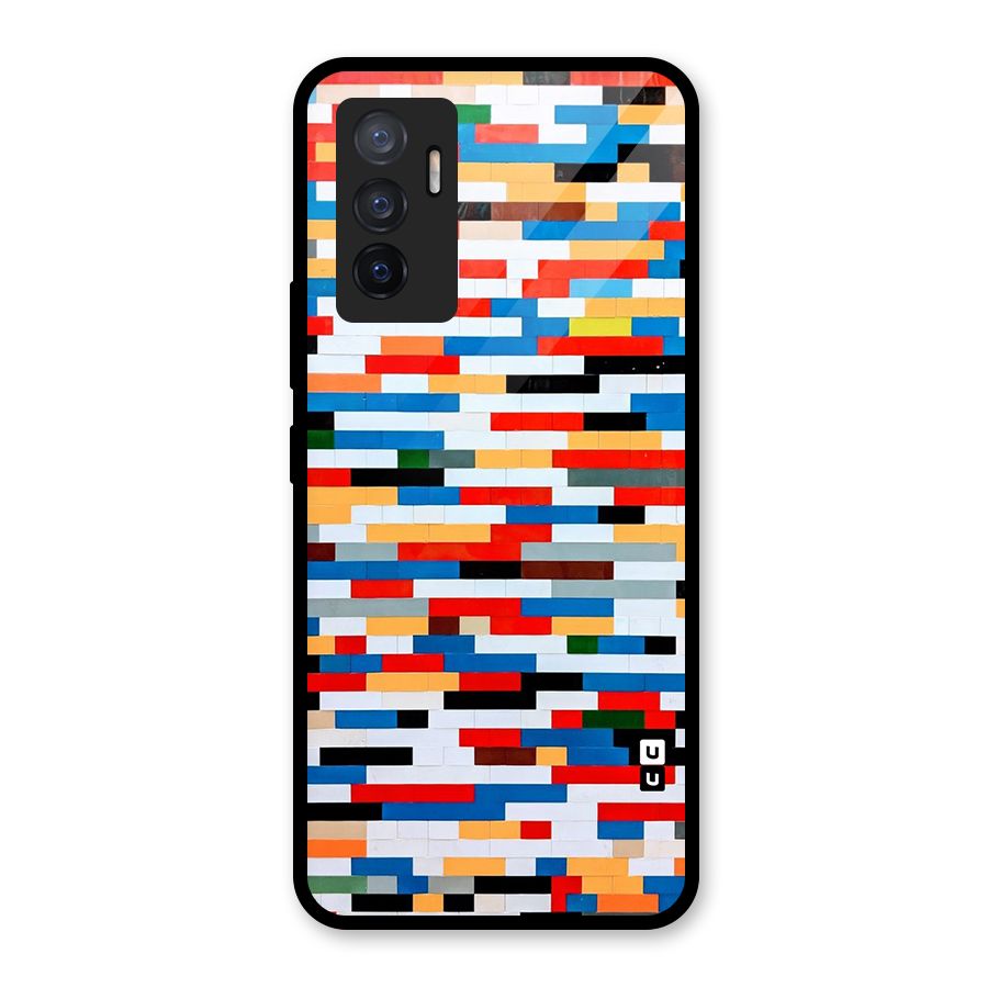 Cool Colors Collage Pattern Art Glass Back Case for Vivo V23e