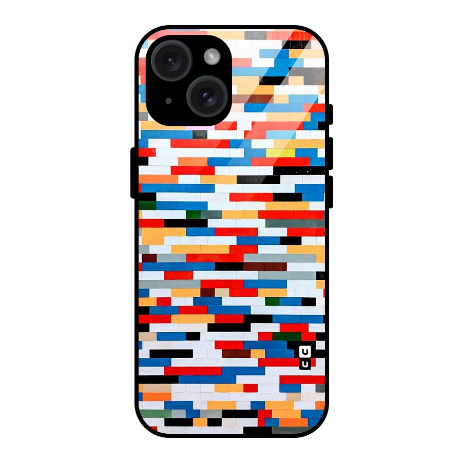 Cool Colors Collage Pattern Art Glass Back Case for iPhone 15
