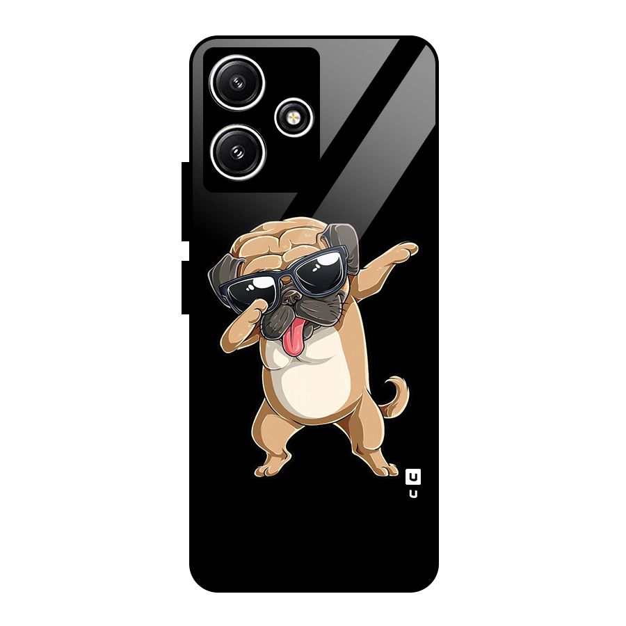 Cool Dab Dog Glass Back Case for Redmi 12 5G