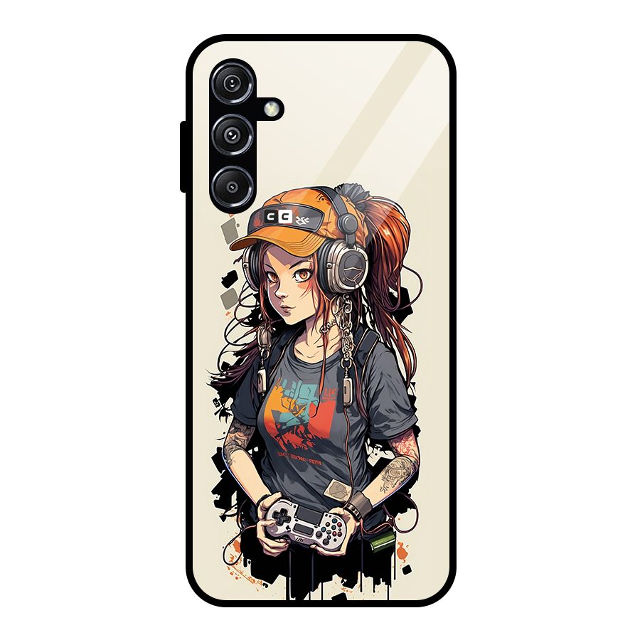 Cool Gamer Girl Glass Back Case for Galaxy M34 5G