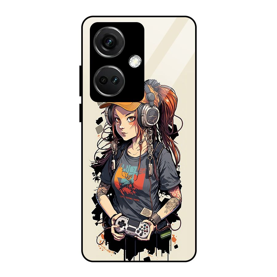 Cool Gamer Girl Glass Back Case for OnePlus Nord CE 3 5G