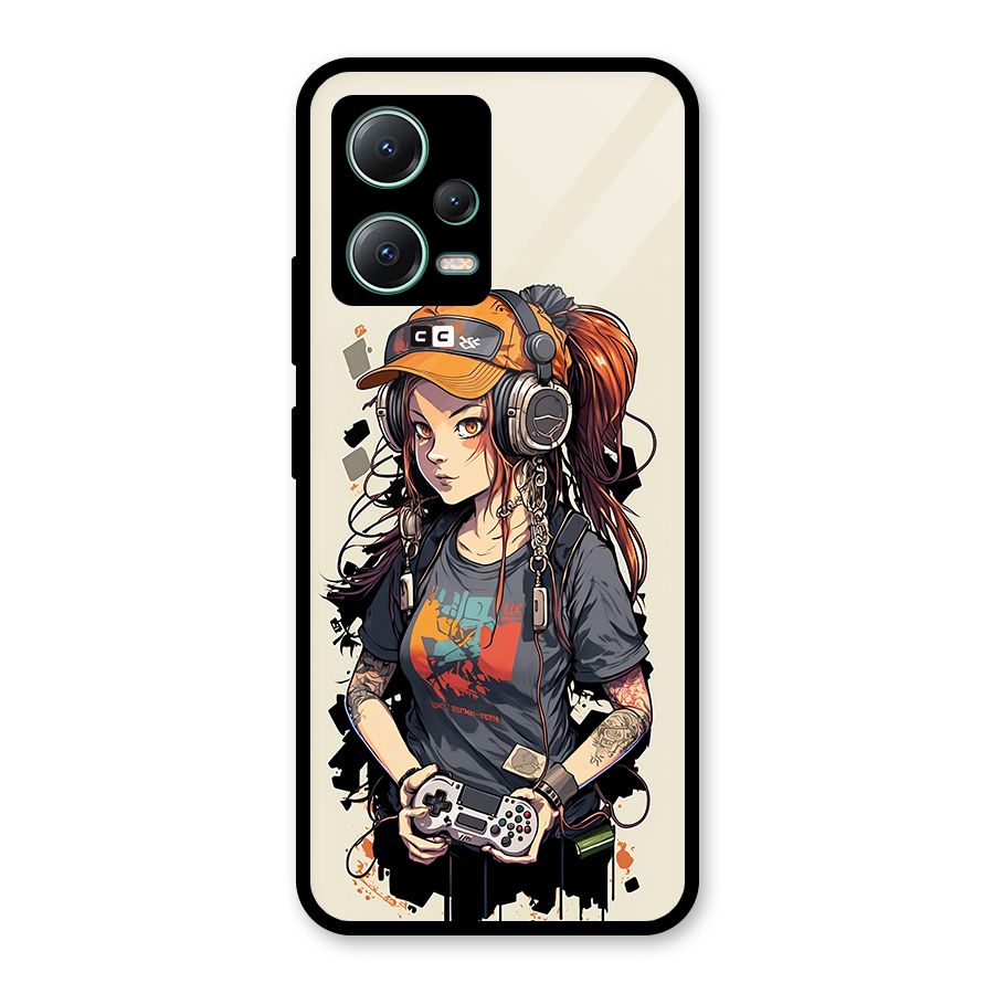 Cool Gamer Girl Glass Back Case for Poco X5