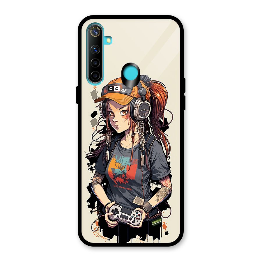 Cool Gamer Girl Glass Back Case for Realme Narzo 10