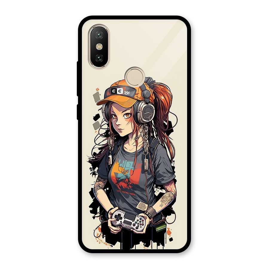 Cool Gamer Girl Glass Back Case for Redmi A2