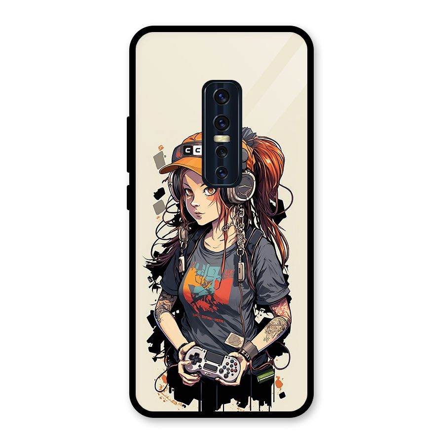 Cool Gamer Girl Glass Back Case for Vivo V17 Pro