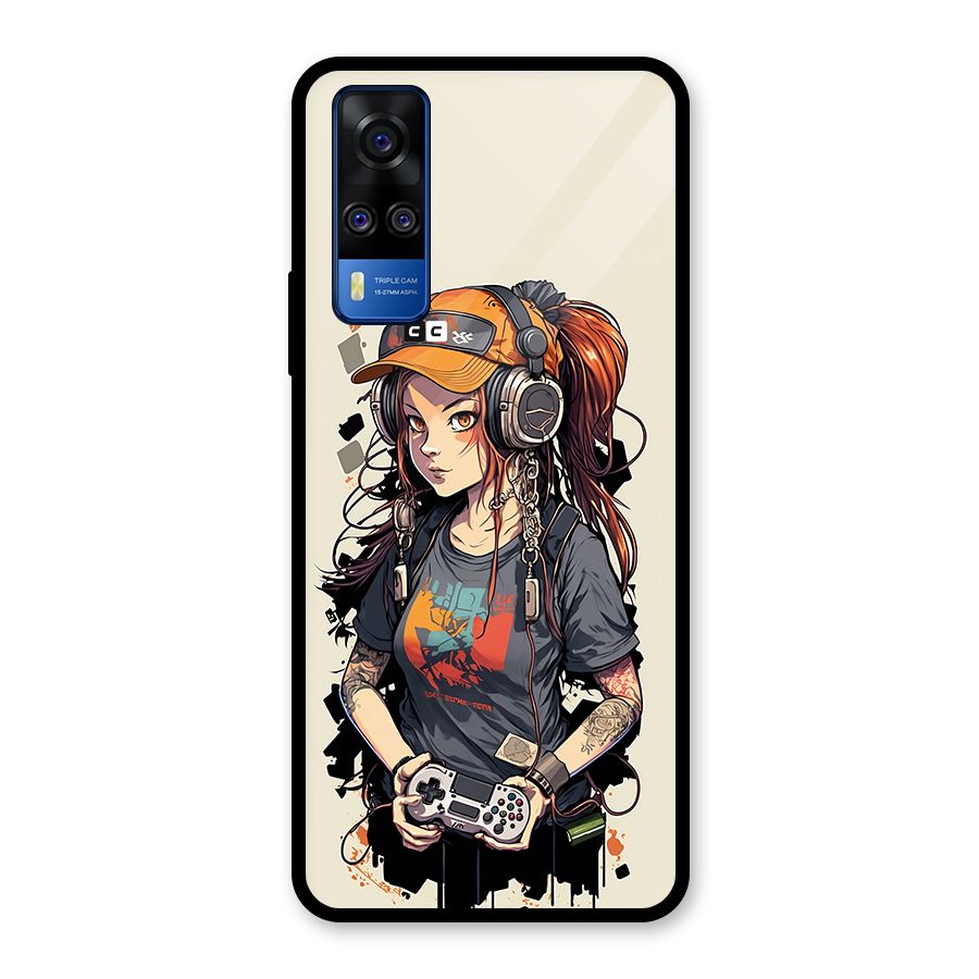 Cool Gamer Girl Glass Back Case for Vivo Y31