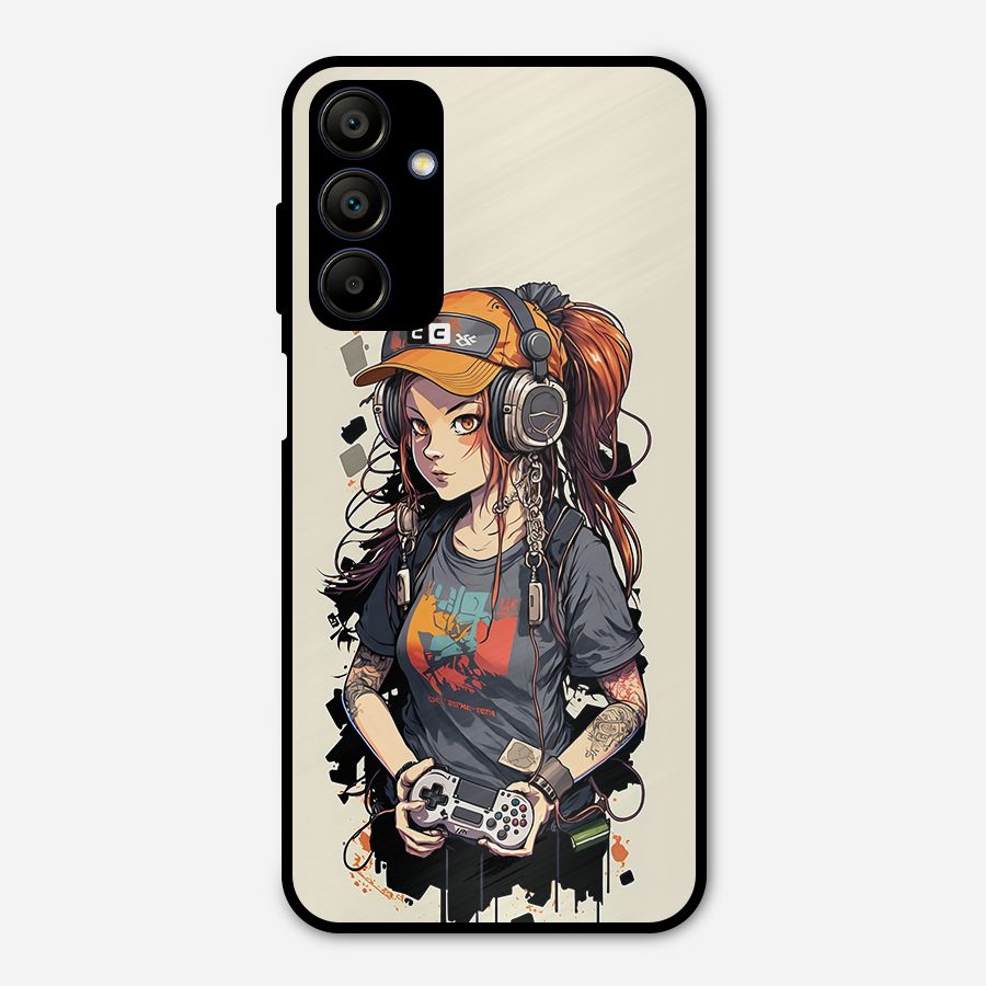Cool Gamer Girl Metal Back Case for Galaxy A15 5G
