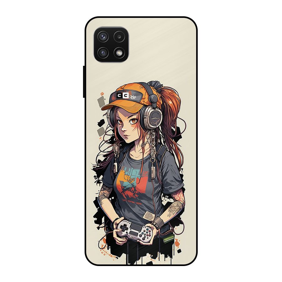 Cool Gamer Girl Metal Back Case for Galaxy A22 5G