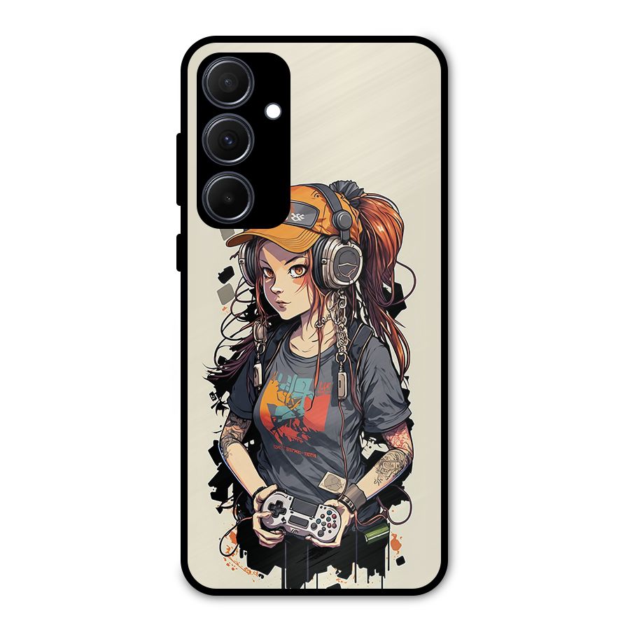 Cool Gamer Girl Metal Back Case for Galaxy A35