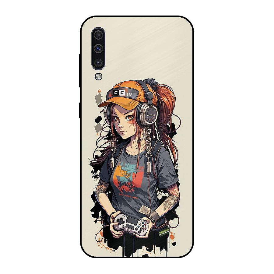 Cool Gamer Girl Metal Back Case for Galaxy A50