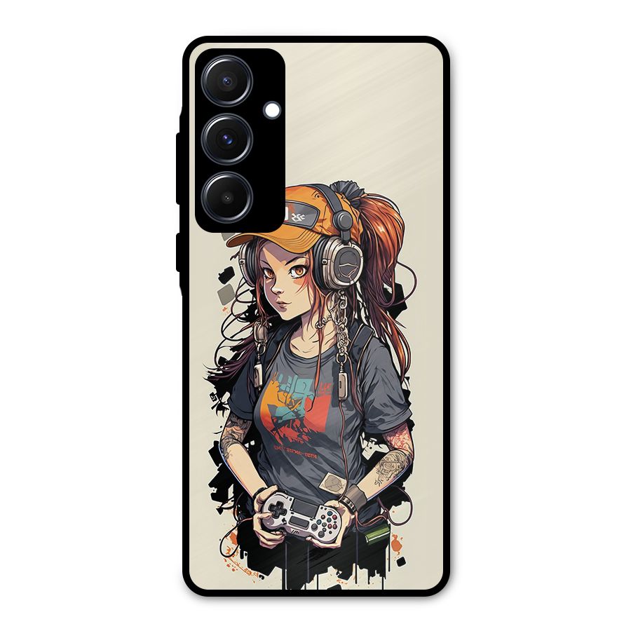 Cool Gamer Girl Metal Back Case for Galaxy A55