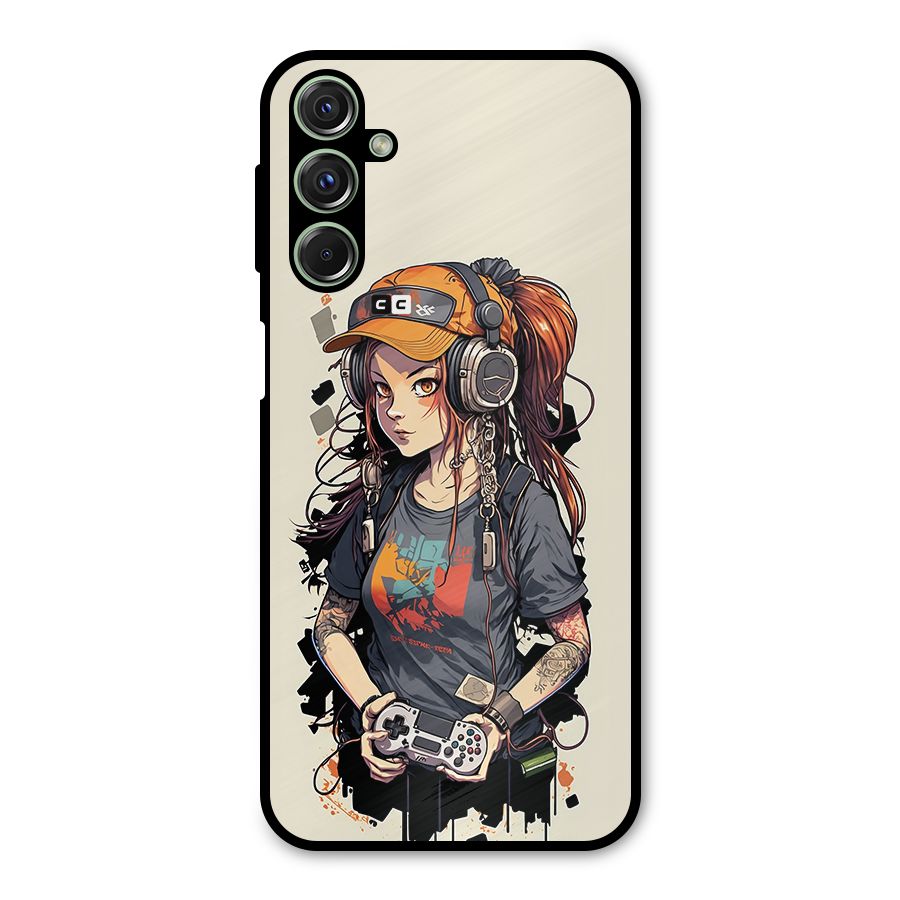 Cool Gamer Girl Metal Back Case for Galaxy F34