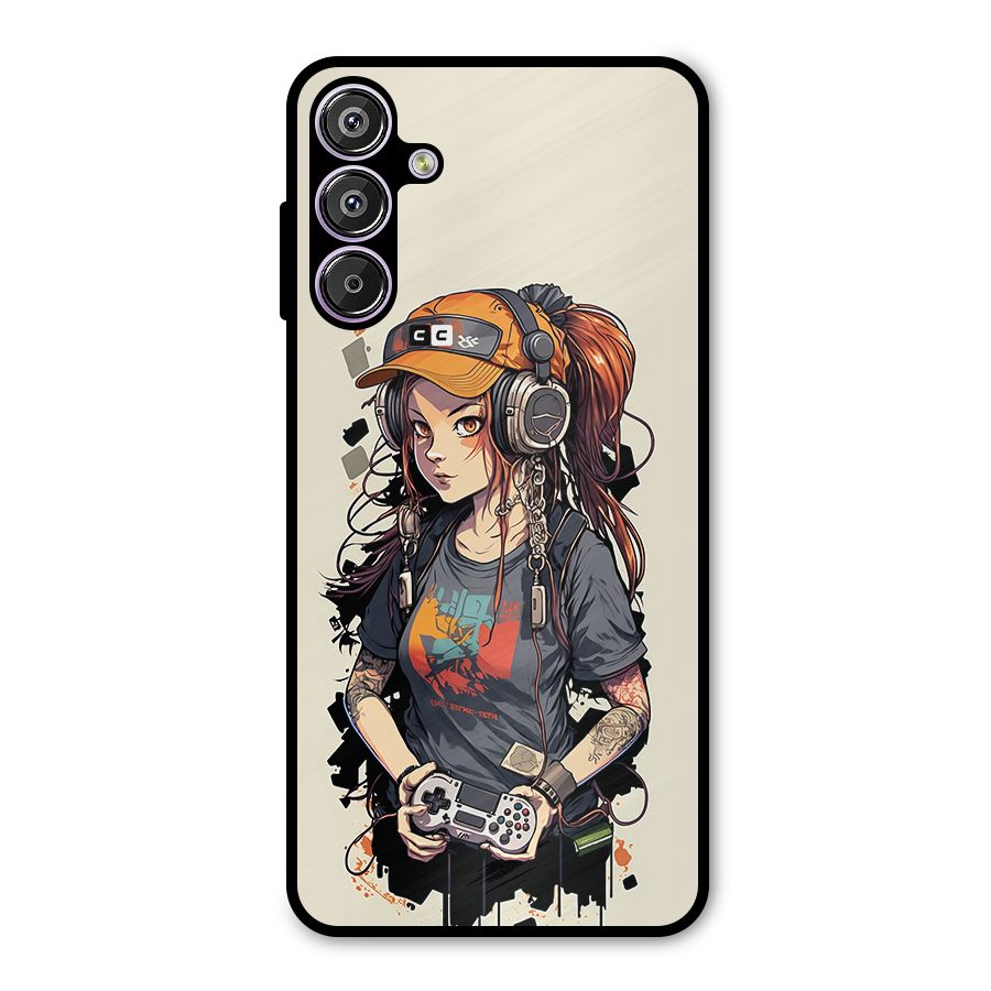 Cool Gamer Girl Metal Back Case for Galaxy M15
