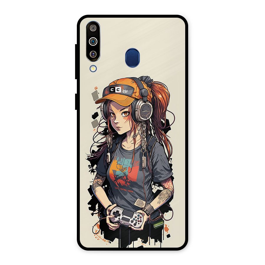 Cool Gamer Girl Metal Back Case for Galaxy M30