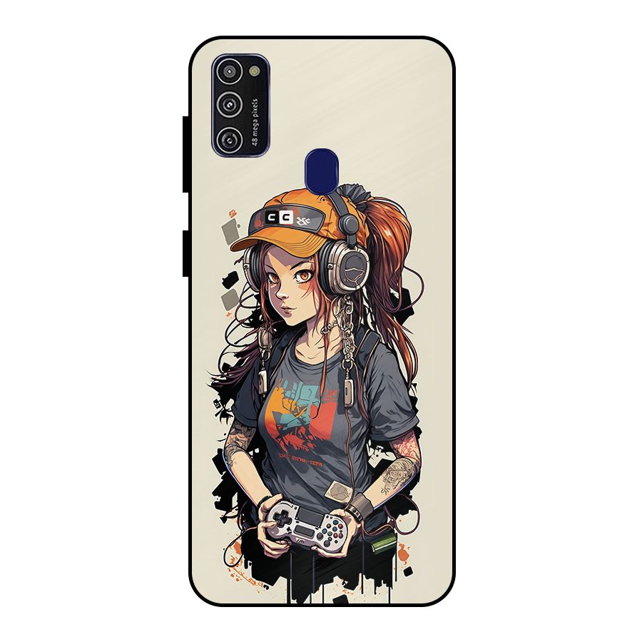 Cool Gamer Girl Metal Back Case for Galaxy M30s