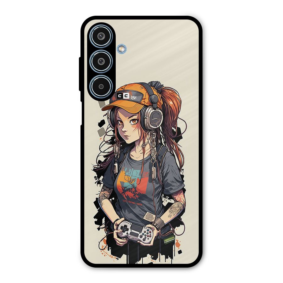 Cool Gamer Girl Metal Back Case for Galaxy M35