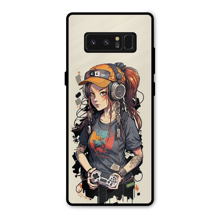 Cool Gamer Girl Metal Back Case for Galaxy Note 8