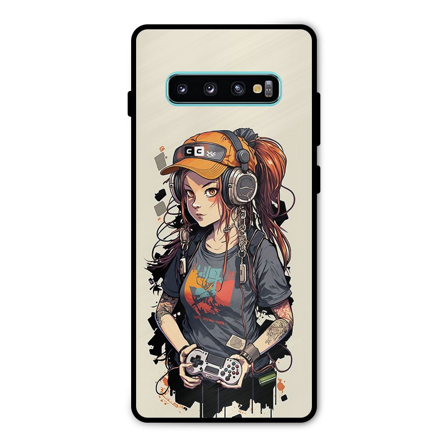 Cool Gamer Girl Metal Back Case for Galaxy S10 Plus