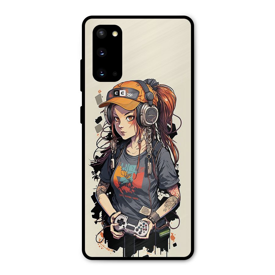 Cool Gamer Girl Metal Back Case for Galaxy S20