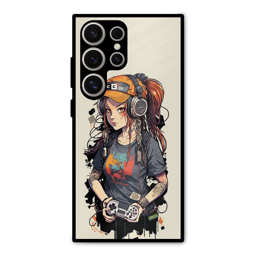 Cool Gamer Girl Metal Back Case for Galaxy S24 Ultra
